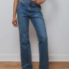 Washed Straight Leg Denim Pants