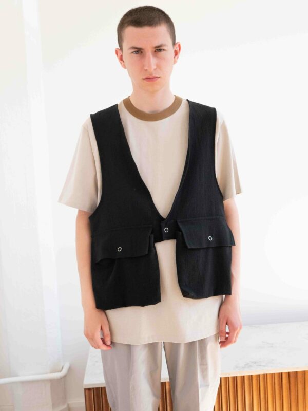 Linen Muse Vest in Black by Voo Shop