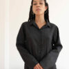 Ruffle Blouse in Black by Cafe Noir