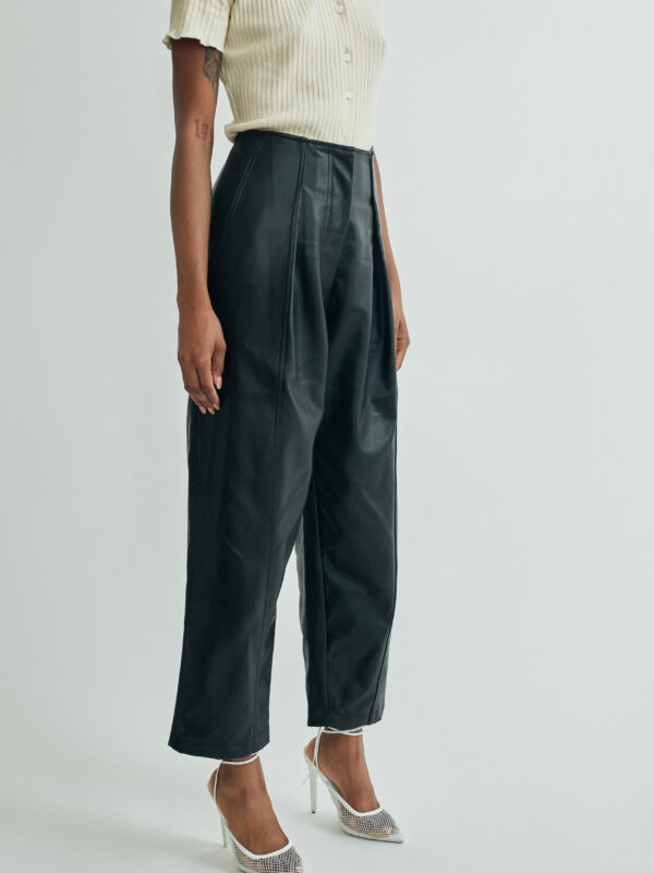 Cropped Leather Pants in Black by Texture