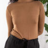 Knotted High Neck in Brown by Table - Image 2