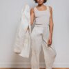 Mazelle Studio Wide Leg Trousers in Cream