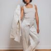 Mazelle Studio Wide Leg Trousers in Cream - Image 3
