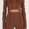 Uzie Cardigan in Brown by Mazelle Studio