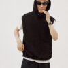 Black Relaxed Sleeveless Hoodie by Knock