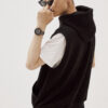 Black Relaxed Sleeveless Hoodie by Knock - Image 4