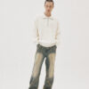 Cream Hatchi Half-Zip Up Turtle Knit by Laine