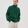 Green Hatchi Half-Zip Up Turtle Knit by Laine - Image 2